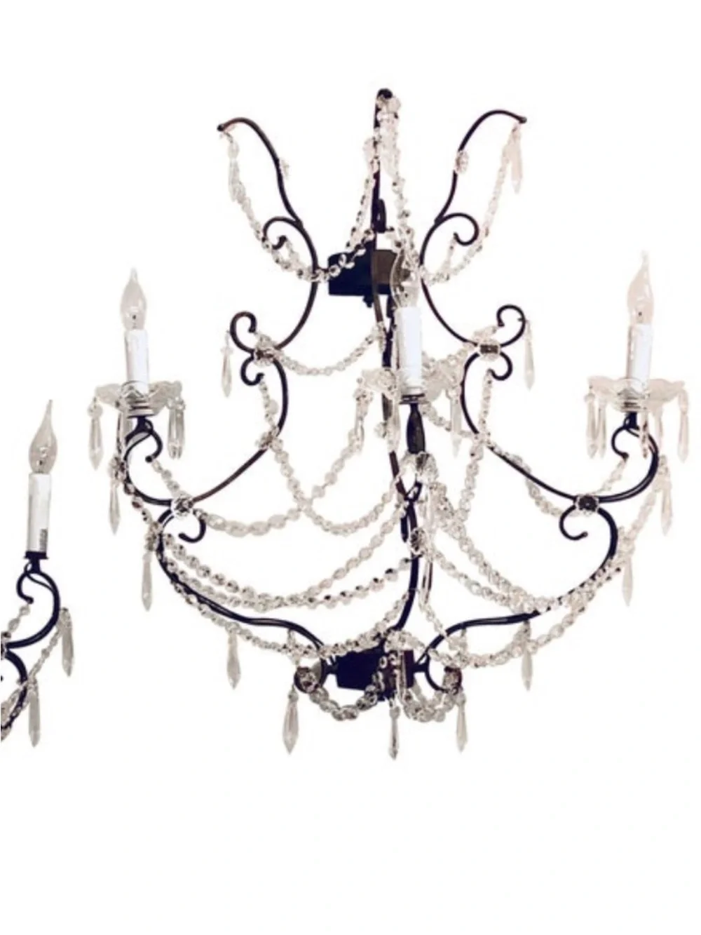 Elegant Crystal-Bead Wall Sconce in Black and Clear